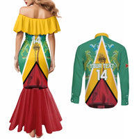 Custom Guyana Cricket Amazon Warriors Couples Matching Mermaid Dress and Long Sleeve Button Shirt Flag Style - Wonder Print Shop