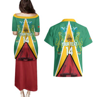 Custom Guyana Cricket Amazon Warriors Couples Matching Puletasi and Hawaiian Shirt Flag Style - Wonder Print Shop