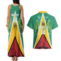 Custom Guyana Cricket Amazon Warriors Couples Matching Tank Maxi Dress and Hawaiian Shirt Flag Style - Wonder Print Shop