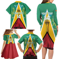 Custom Guyana Cricket Amazon Warriors Family Matching Long Sleeve Bodycon Dress and Hawaiian Shirt Flag Style - Wonder Print Shop
