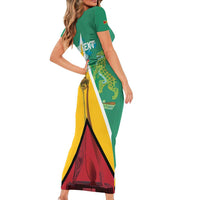 Custom Guyana Cricket Amazon Warriors Family Matching Short Sleeve Bodycon Dress and Hawaiian Shirt Flag Style - Wonder Print Shop