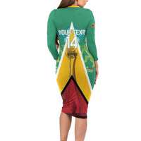 Custom Guyana Cricket Amazon Warriors Long Sleeve Bodycon Dress Flag Style - Wonder Print Shop