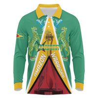 Custom Guyana Cricket Amazon Warriors Long Sleeve Polo Shirt Flag Style - Wonder Print Shop