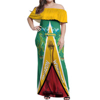 Custom Guyana Cricket Amazon Warriors Off Shoulder Maxi Dress Flag Style - Wonder Print Shop