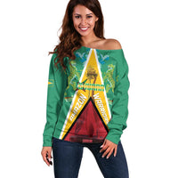 Custom Guyana Cricket Amazon Warriors Off Shoulder Sweater Flag Style - Wonder Print Shop