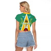 Custom Guyana Cricket Amazon Warriors Raglan Cropped T Shirt Flag Style - Wonder Print Shop
