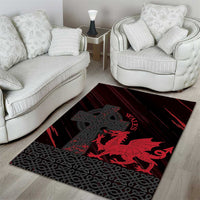 Wales Area Rug Celtic Cross Welsh Red Dragon - Wonder Print Shop