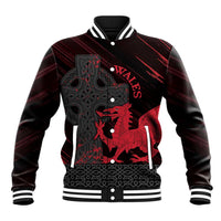Wales Baseball Jacket Celtic Cross Welsh Red Dragon - Wonder Print Shop