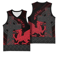 Wales Basketball Jersey Celtic Cross Welsh Red Dragon - Wonder Print Shop
