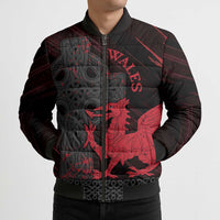 Wales Bomber Puffer Jacket Celtic Cross Welsh Red Dragon - Wonder Print Shop