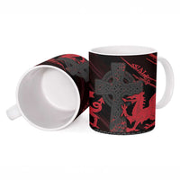 Wales Ceramic Mug Celtic Cross Welsh Red Dragon - Wonder Print Shop