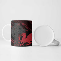 Wales Ceramic Mug Celtic Cross Welsh Red Dragon - Wonder Print Shop