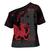 Wales Cross Shoulder Shirt Celtic Cross Welsh Red Dragon - Wonder Print Shop