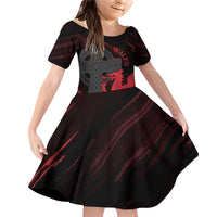 Wales Family Matching Off Shoulder Short Dress and Hawaiian Shirt Celtic Cross Welsh Red Dragon - Wonder Print Shop