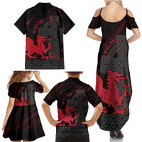 Wales Family Matching Summer Maxi Dress and Hawaiian Shirt Celtic Cross Welsh Red Dragon - Wonder Print Shop