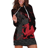 Wales Hoodie Dress Celtic Cross Welsh Red Dragon - Wonder Print Shop