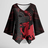 Wales Kimono Sleeve Blouse Celtic Cross Welsh Red Dragon - Wonder Print Shop