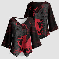 Wales Kimono Sleeve Blouse Celtic Cross Welsh Red Dragon - Wonder Print Shop