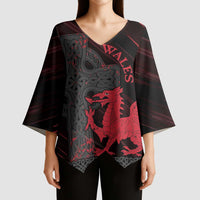 Wales Kimono Sleeve Blouse Celtic Cross Welsh Red Dragon - Wonder Print Shop