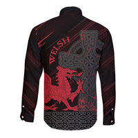 Wales Long Sleeve Button Shirt Celtic Cross Welsh Red Dragon - Wonder Print Shop