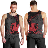 Wales Men Tank Top Celtic Cross Welsh Red Dragon - Wonder Print Shop