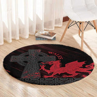 Wales Round Carpet Celtic Cross Welsh Red Dragon - Wonder Print Shop