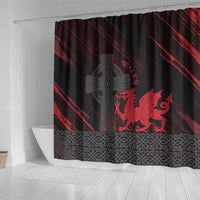 Wales Shower Curtain Celtic Cross Welsh Red Dragon - Wonder Print Shop
