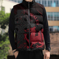 Wales Sleeveless Puffer Jacket Celtic Cross Welsh Red Dragon - Wonder Print Shop