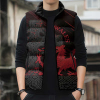 Wales Sleeveless Puffer Jacket Celtic Cross Welsh Red Dragon - Wonder Print Shop