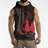 Wales Sleeveless Zip Hoodie Celtic Cross Welsh Red Dragon - Wonder Print Shop