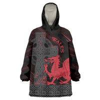 Wales Wearable Blanket Hoodie Celtic Cross Welsh Red Dragon - Wonder Print Shop