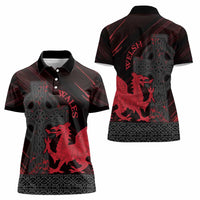 Wales Women Polo Shirt Celtic Cross Welsh Red Dragon - Wonder Print Shop