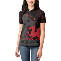 Wales Women Polo Shirt Celtic Cross Welsh Red Dragon - Wonder Print Shop