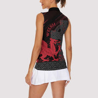 Wales Women Sleeveless Polo Shirt Celtic Cross Welsh Red Dragon - Wonder Print Shop