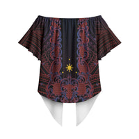 Filipino Barong Tagalog Inspired Personalised Off Shoulder Wrap Waist Top Mabuhay Philippines Festival Polynesian Pattern