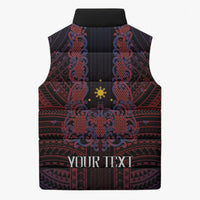 Filipino Barong Tagalog Inspired Personalised Sleeveless Puffer Jacket Mabuhay Philippines Festival Polynesian Pattern