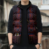 Filipino Barong Tagalog Inspired Personalised Sleeveless Puffer Jacket Mabuhay Philippines Festival Polynesian Pattern