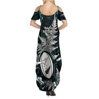 New Zealand Silver Fern Rugby Family Matching Summer Maxi Dress and Hawaiian Shirt Aotearoa All Black Dabbing Ball With Maori Paua Shell - Wonder Print Shop