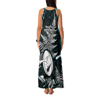 New Zealand Silver Fern Rugby Family Matching Tank Maxi Dress and Hawaiian Shirt Aotearoa All Black Dabbing Ball With Maori Paua Shell - Wonder Print Shop