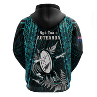 New Zealand Silver Fern Rugby Hoodie Aotearoa All Black Dabbing Ball With Maori Paua Shell - Wonder Print Shop