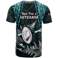 New Zealand Silver Fern Rugby T Shirt Aotearoa All Black Dabbing Ball With Maori Paua Shell - Wonder Print Shop