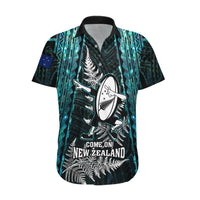 Custom New Zealand Silver Fern Rugby Hawaiian Shirt Aotearoa All Black Dabbing Ball With Maori Paua Shell - Wonder Print Shop