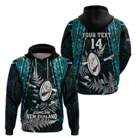 Custom New Zealand Silver Fern Rugby Hoodie Aotearoa All Black Dabbing Ball With Maori Paua Shell - Wonder Print Shop