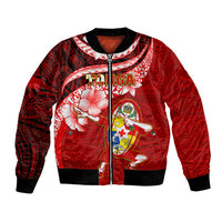 Tonga Rugby Bomber Jacket Ikale Tahi Tongan Ngatu Pattern With Dabbing Ball - Wonder Print Shop