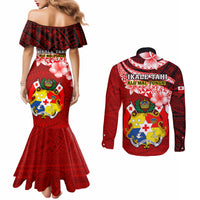 tonga-rugby-couples-matching-mermaid-dress-and-long-sleeve-button-shirts-ikale-tahi-tongan-ngatu-pattern-with-dabbing-ball