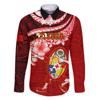 Tonga Rugby Family Matching Mermaid Dress and Hawaiian Shirt Ikale Tahi Tongan Ngatu Pattern With Dabbing Ball - Wonder Print Shop