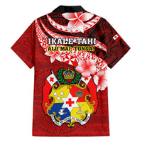 Tonga Rugby Family Matching Tank Maxi Dress and Hawaiian Shirt Ikale Tahi Tongan Ngatu Pattern With Dabbing Ball - Wonder Print Shop