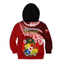 Tonga Rugby Kid Hoodie Ikale Tahi Tongan Ngatu Pattern With Dabbing Ball - Wonder Print Shop