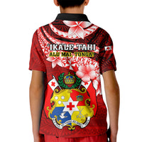 Tonga Rugby Kid Polo Shirt Ikale Tahi Tongan Ngatu Pattern With Dabbing Ball - Wonder Print Shop