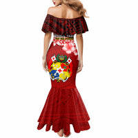 Tonga Rugby Mermaid Dress Ikale Tahi Tongan Ngatu Pattern With Dabbing Ball - Wonder Print Shop